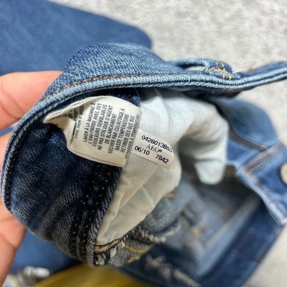 American Eagle Jeans Womens 12 Long Slim Boot Blue Denim Stretch Low Rise Y2k - Picture 8 of 16